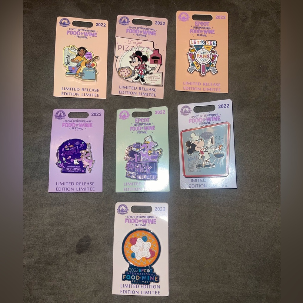 Walt Disney world food and wine festival 2022 pins - lot of 7
